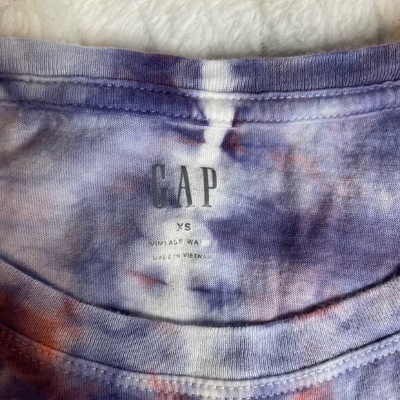 GAP Tye Dye Extra Small XS Vintage Wash Tee Shirt Scoop Neck - Picture 2 of 2